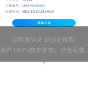 比特派中文 Bitpie钱包：资产100%自主掌控，安全可靠。