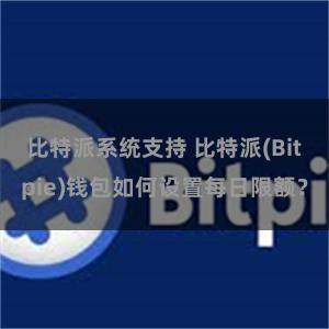 比特派系统支持 比特派(Bitpie)钱包如何设置每日限额？