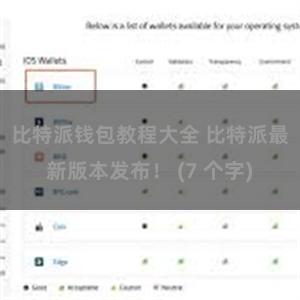 比特派钱包教程大全 比特派最新版本发布！ (7 个字)